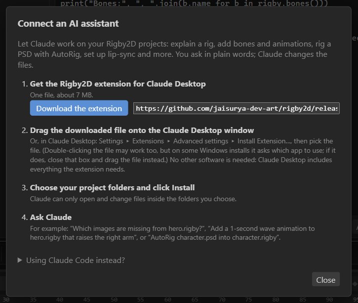 The Connect an AI assistant dialog in the editor's Help menu